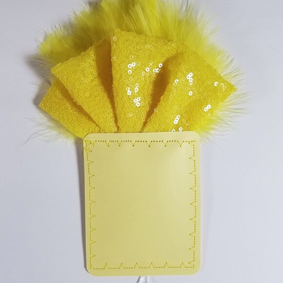 NEW Yellow Sequin Ruffle & Feather Pocket Square Insert - Picture 7 of 10